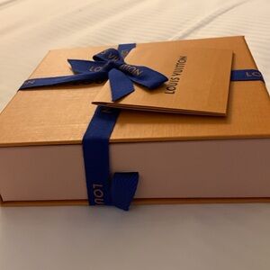 - Louis Vuitton Orange Gift Box with Blue Ribbon smaller size, rare, brand new!